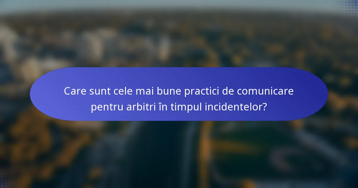 Care sunt cele mai bune practici de comunicare pentru arbitri în timpul incidentelor?