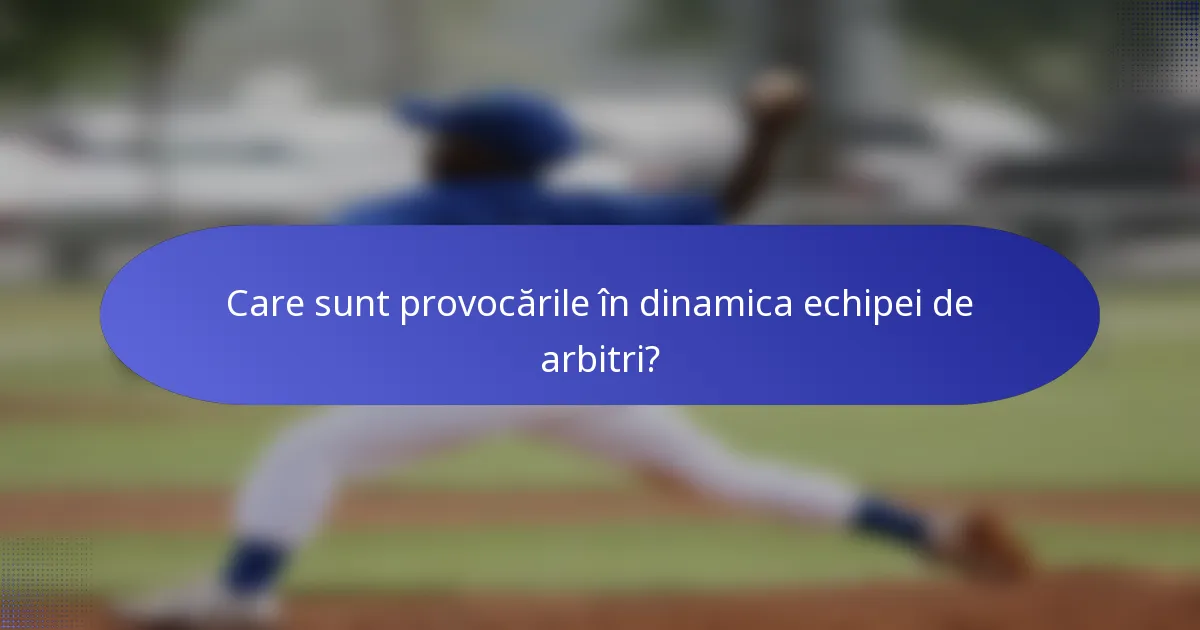 Care sunt provocările în dinamica echipei de arbitri?
