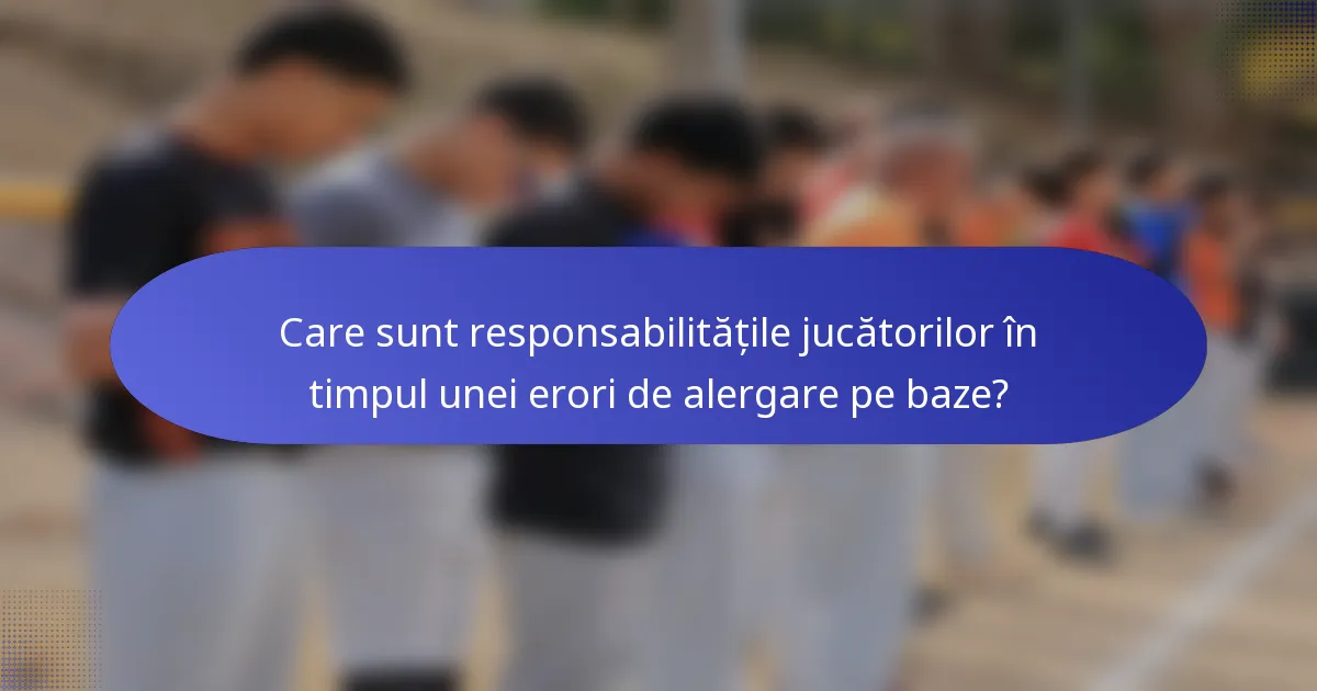Care sunt responsabilitățile jucătorilor în timpul unei erori de alergare pe baze?