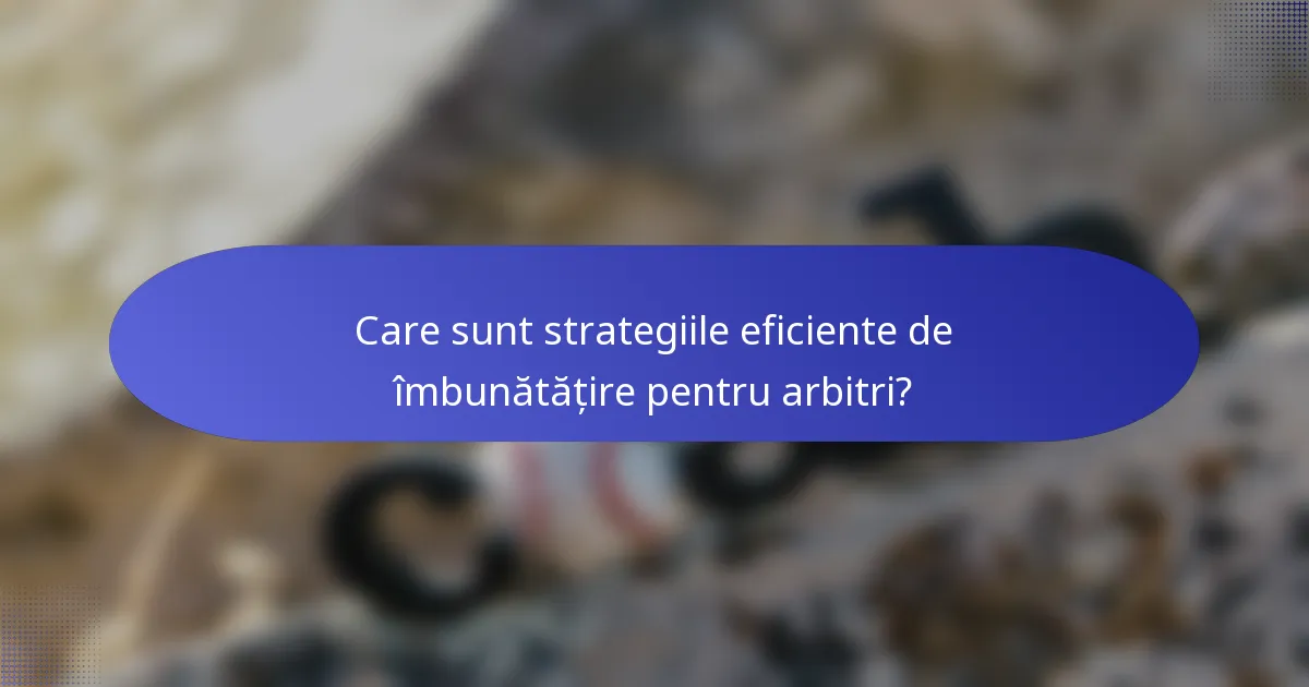 Care sunt strategiile eficiente de îmbunătățire pentru arbitri?