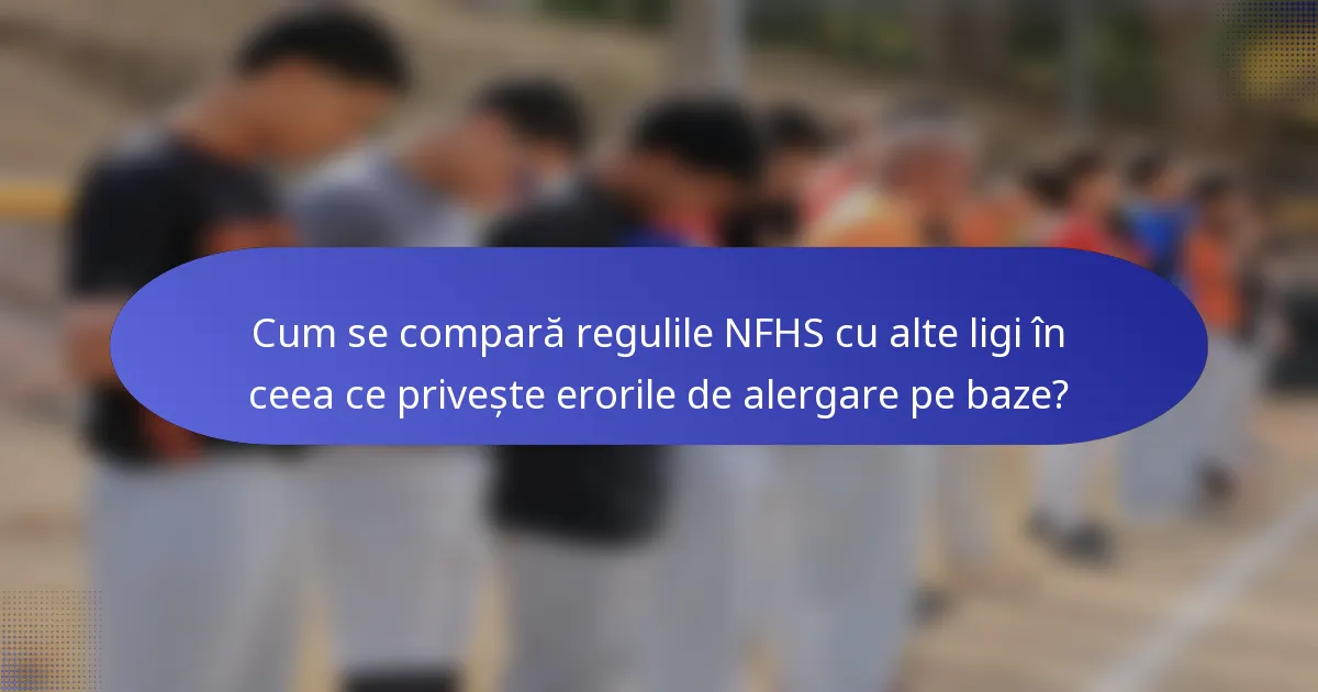 Cum se compară regulile NFHS cu alte ligi în ceea ce privește erorile de alergare pe baze?