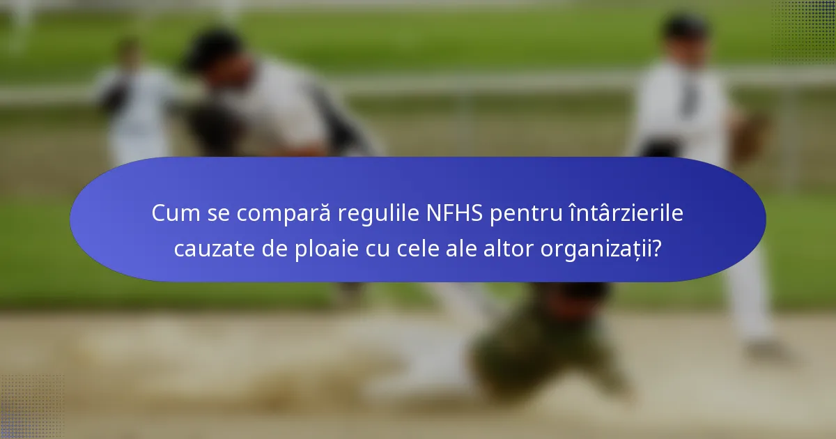 Cum se compară regulile NFHS pentru întârzierile cauzate de ploaie cu cele ale altor organizații?